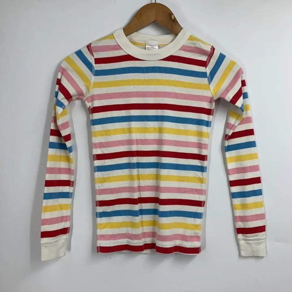 Hanna Andersson Girl's Organic Cotton Striped Long Sleeve Pajama Top Size 10/140